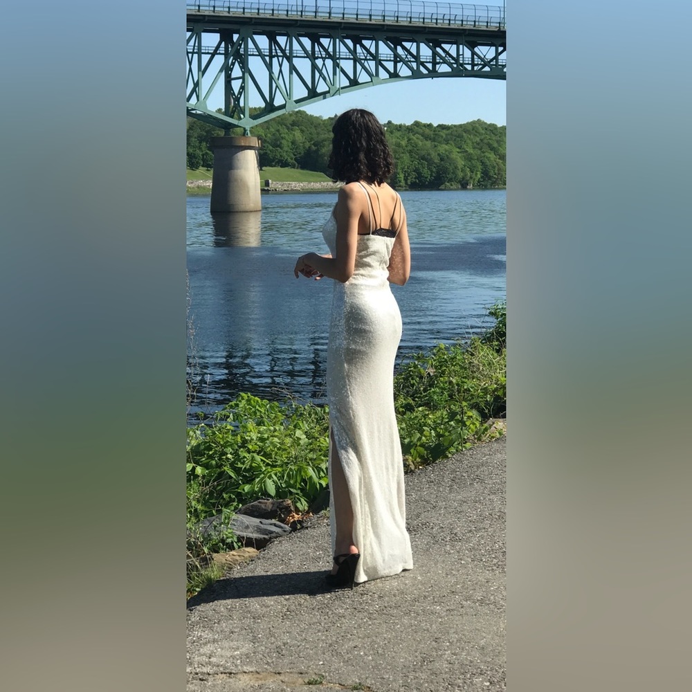 white sequin dress